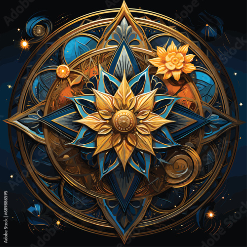 3D colorful lineal mandala background illustration