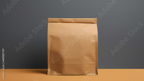 Plain Kraft Paper Food Packaging on a Two-Tone Background