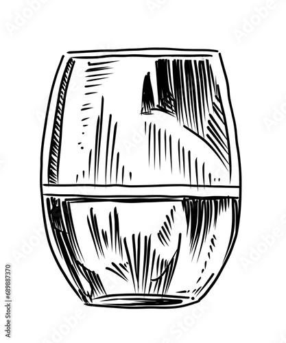 stemless wine cider glass hand-drawn photo