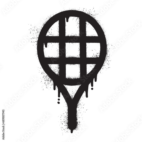 Tennis racket graffiti with black spray paint