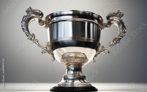 Silver Trophy on a plain background, success concept photo