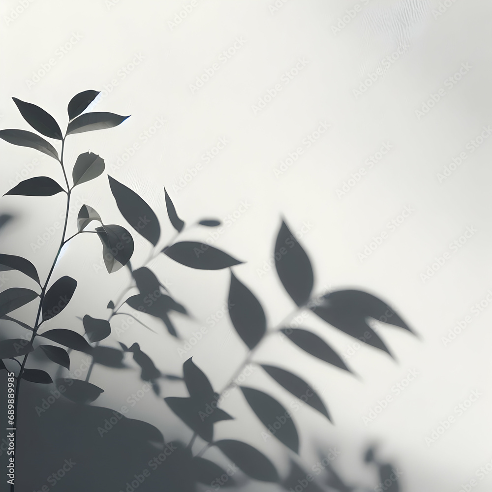 Blurred Shadow from Leaves Plants on the White Wall Blurred Shadow from Leaves Plants on the White Wall
