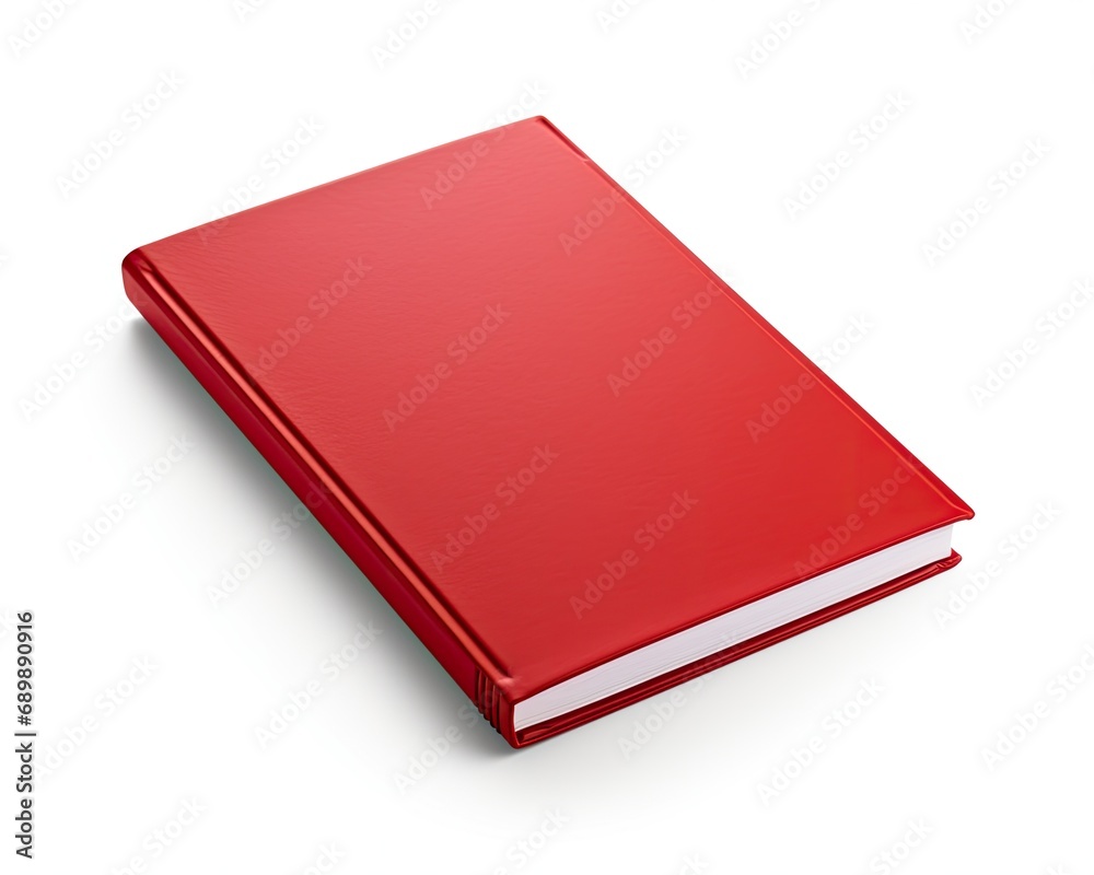 Red Hardcover Book Mockup on White Background Red Hardcover Book Mockup on White Background