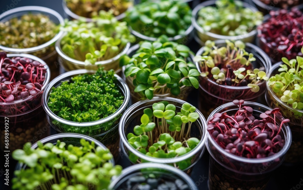 arious microgreens in containers arious microgreens in containers