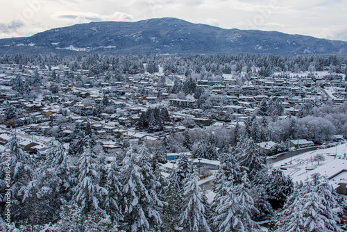 Nanaimo city and Mt. Benson blanketed in snow photo