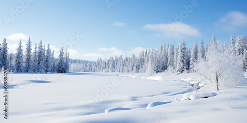Northern scenery. Landscape in the snow.
