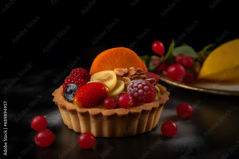 Cheesecake slice classical cheese cake on black background. Neural network AI generated art Cheesecake slice classical cheese cake on black background. Neural network AI generated art