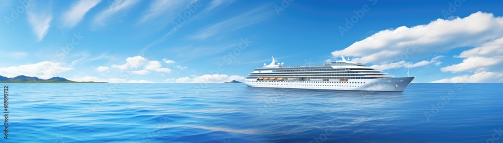 A large cruise ship in the middle of the ocean