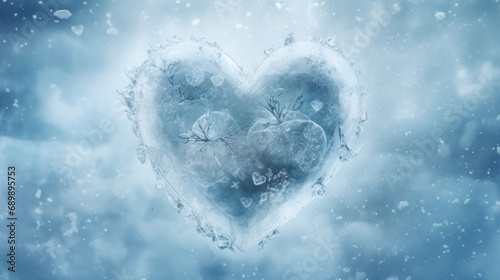Cold heart made of ice - break-up, divorce, end of relationship concept photo