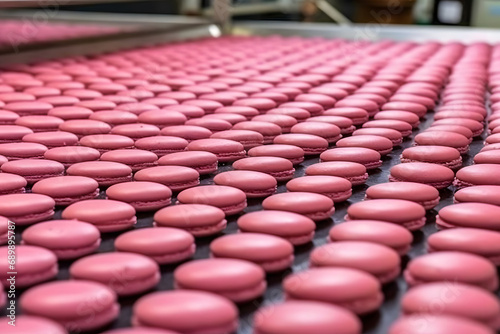 Set of Many tasty macarons purple pink. Neural network AI generated art