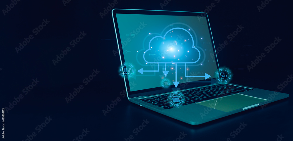 Cloud computing concept, connect communication equipment information and technology with cloud computing and technology icon. Cloud computing concept, connect communication equipment information and technology with cloud computing and technology icon.