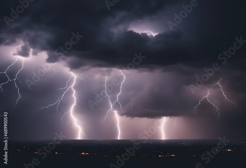 Stormy clouds with lightning effects in the night