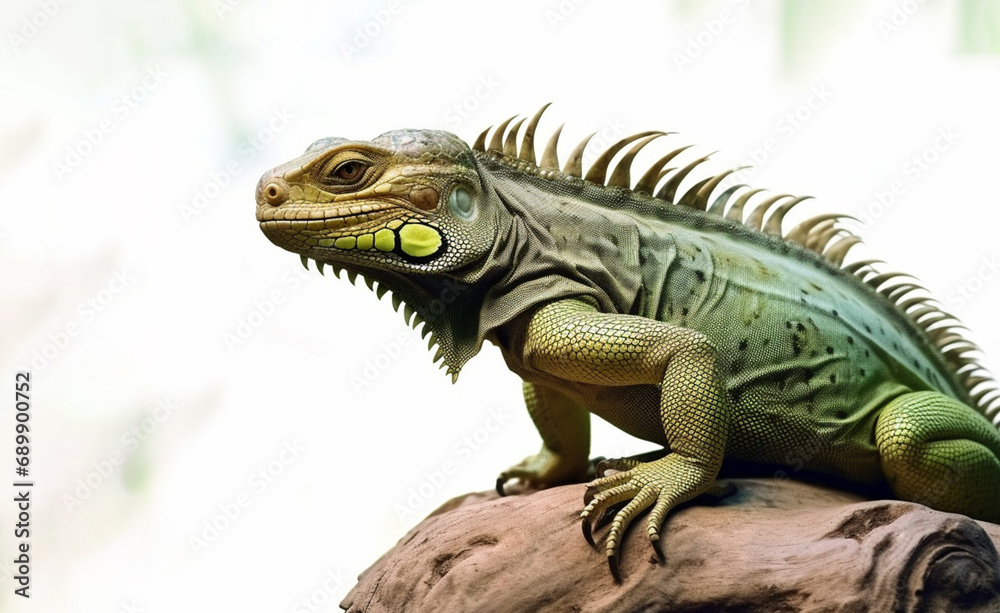 Green iguana also known as the American iguana is a lizard reptile on white background generative ai
