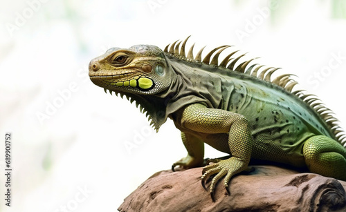 Green iguana also known as the American iguana is a lizard reptile on white background generative ai