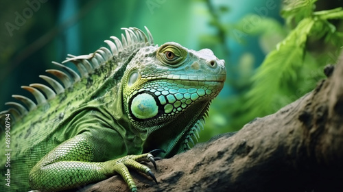 Green iguana also known as the American iguana is a lizard reptile in the genus Iguana generative ai © Witri