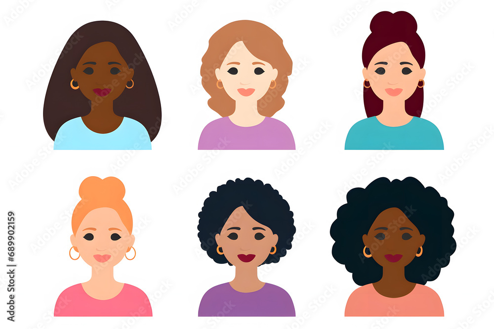 Multicultural women crowd portrait. Neural network AI generated art Multicultural women crowd portrait. Neural network AI generated art