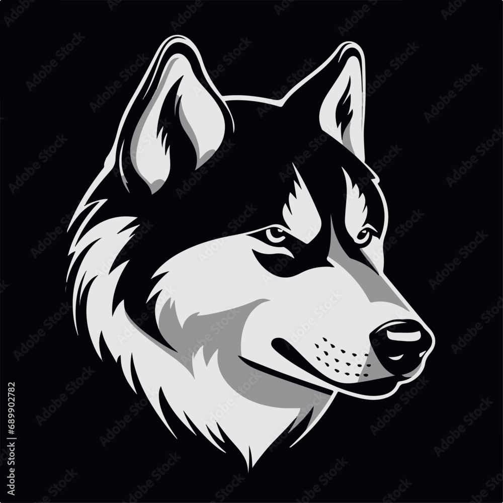 Siberian Husky in cartoon, doodle style. Isolated 2d vector illustration in logo, icon, sketch style, Eps 10. AI Generative