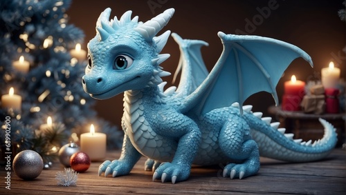 Festive Ice Dragon Amidst Snowy Christmas 53