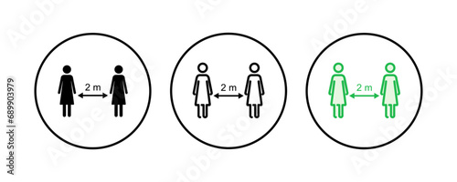 Social distancing icon set. social distance icon. self quarantine sign