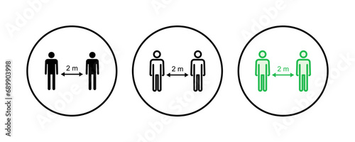 Social distance icon set. social distancing icon. self quarantine sign