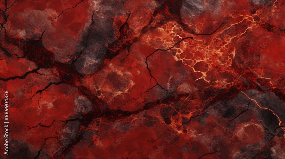 A surreal red marble texture with veins resembling fiery lava flows, frozen in time for eternity.