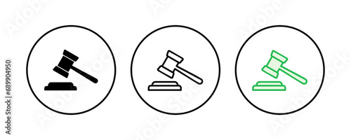 Gavel icon set. judge gavel icon vector. law icon vector. auction hammer