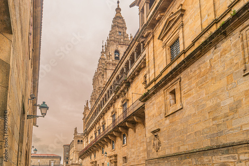 Santiago de Compostela Cathedral, Galicia, Spain. Church in Santiago de Compostela. The ending point of ancient pilgrim routes, Camino de Santiago or Way of St. James © anammarques