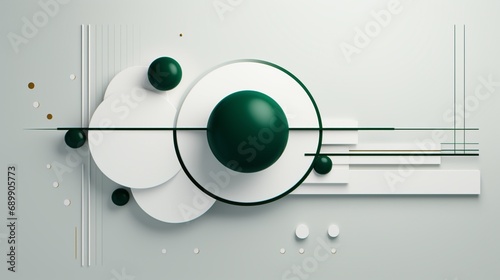  fusion of white and green in a captivating luxury circular abstract pattern.  photo