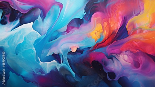 a world of multicolored fluid paint, where the canvas comes alive with a chaotic dance of hues, creating a stunning abstract background. photo