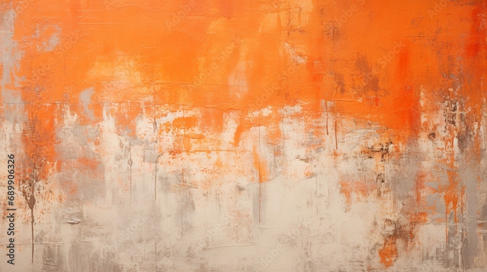 the vividness of bright orange and coral on a rustic concrete canvas, a testament to the beauty of imperfection.