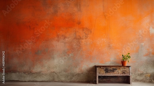 the warmth and energy of bright orange and coral as they mingle on this weathered concrete wall, a visual delight.