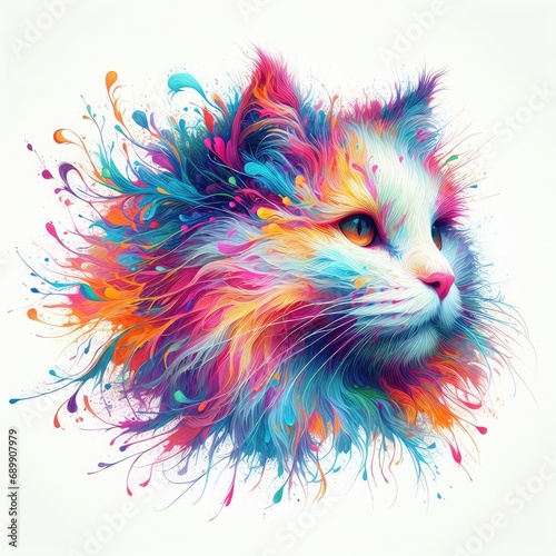 Abstract Whimsy: A Cat's Chromatic Symphony, GENERATIVE AI