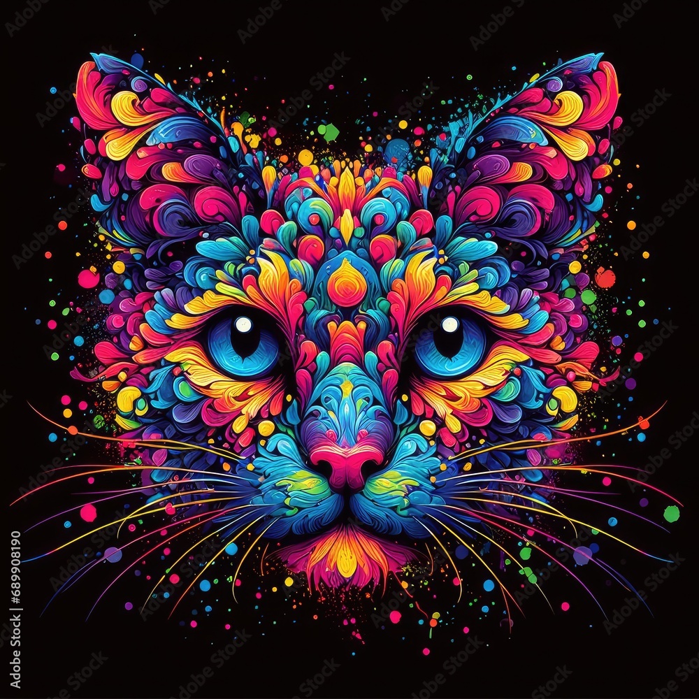 Abstract Whimsy: A Cat's Chromatic Symphony, GENERATIVE AI
