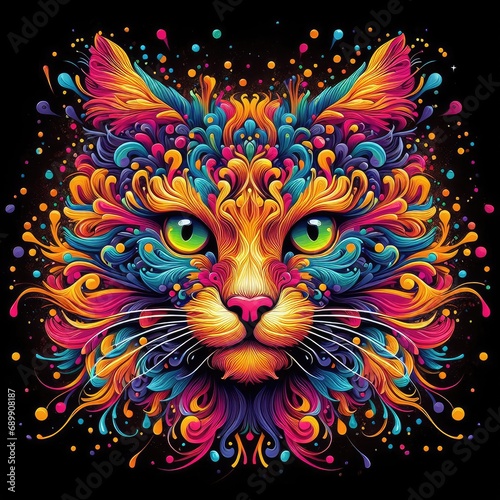 Abstract Whimsy  A Cat s Chromatic Symphony  GENERATIVE AI