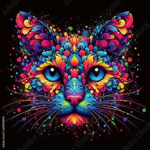 Abstract Whimsy  A Cat s Chromatic Symphony  GENERATIVE AI