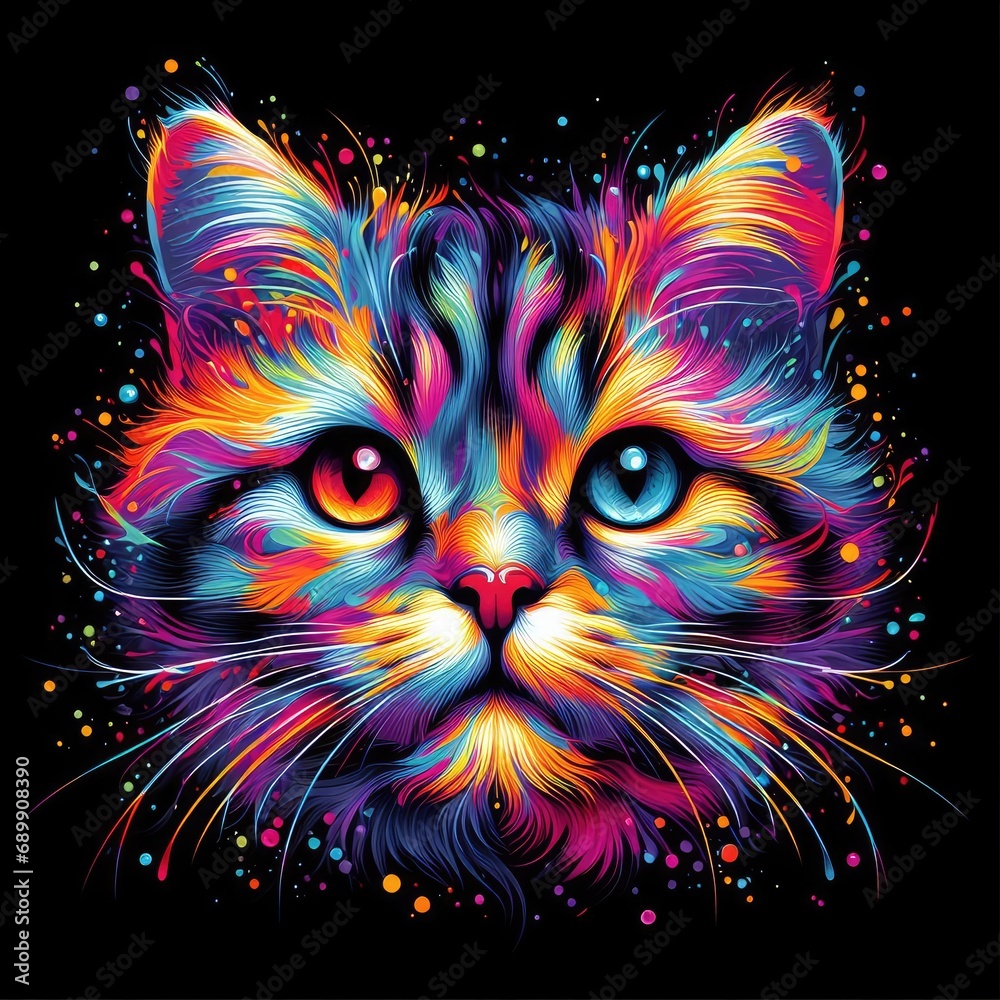 Abstract Whimsy: A Cat's Chromatic Symphony, GENERATIVE AI