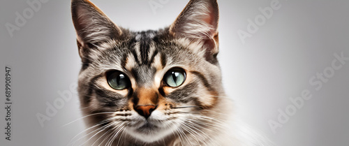 Symmetry of Serenity: Artistic Rendering of a Grey Cat's Expressive Face