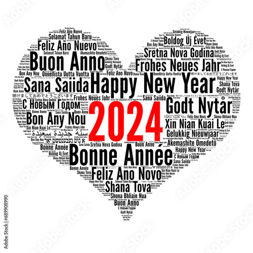 Happy New Year 2024 in different languages 