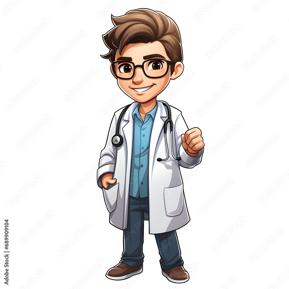 Cute Doctor Illustration on Transparent Background, Ai Generated Cute Doctor Illustration on Transparent Background, Ai Generated