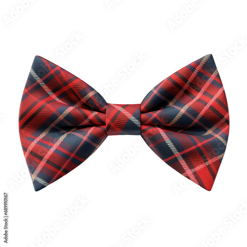 Red Check Bow Tie on Transparent Background, Ai Generated