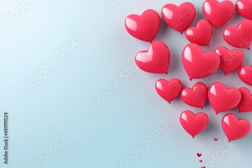 Recursos gráficos para o Dia dos Namorados com balões de coração e espaço útil para texto de publicidade photo