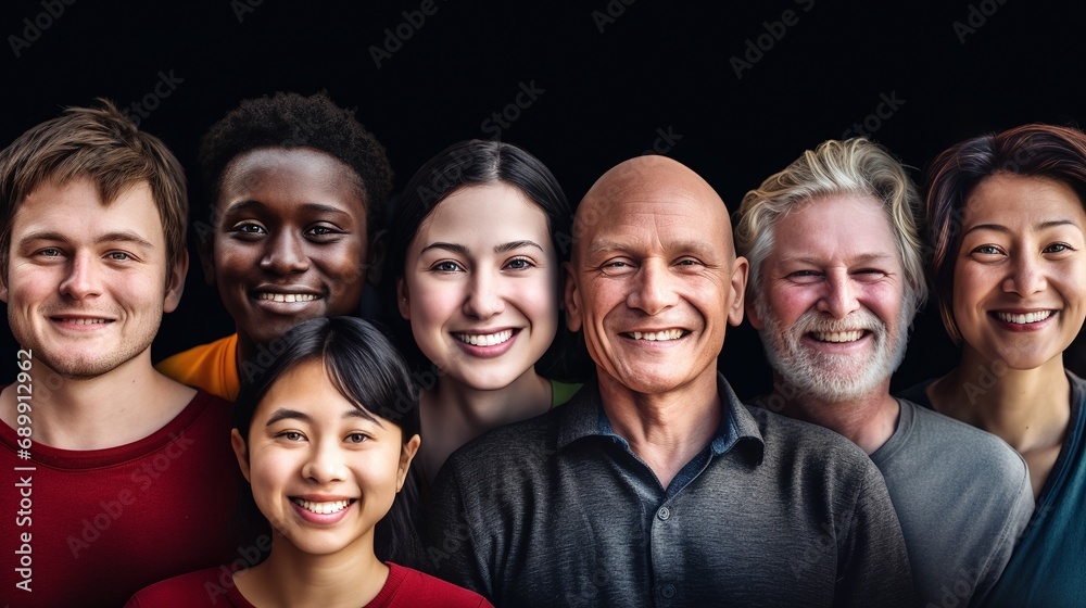Diverse group of people, unique ethnic diversity, different cultures, family, multicultural friends, cultural mix, professional portrait photo