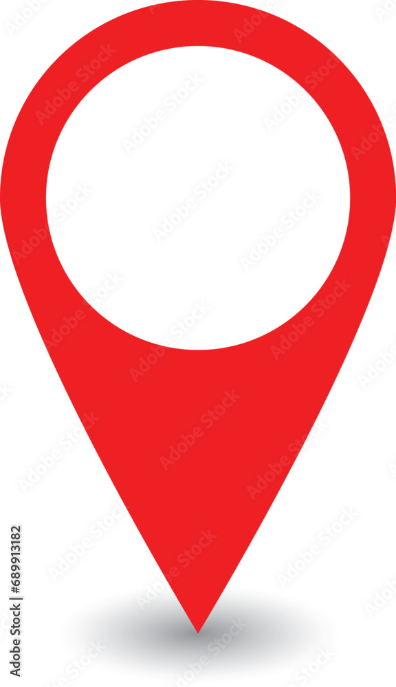 Red location pin icon with shadow and space for text Red location pin icon with shadow and space for text