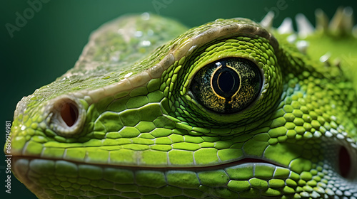 close up of green iguana