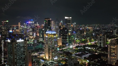 Wallpaper Mural Aerial drone of Jakarta with skyscrapers and residential areas view from above. Torontodigital.ca