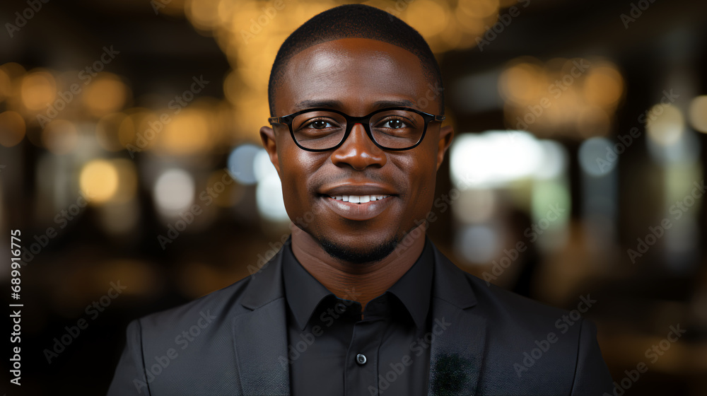 Fototapeta premium Profile picture of a strong confident young black man - business suit - business professional - stylish fashion
