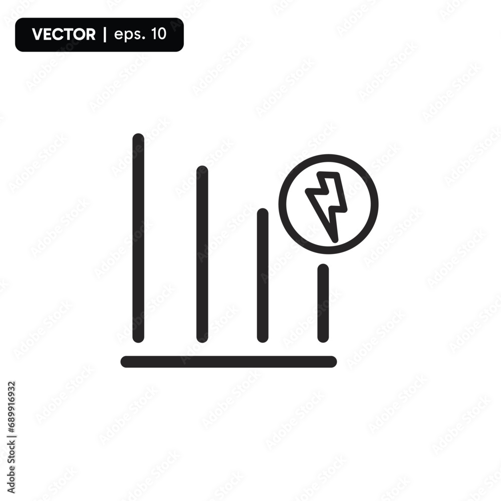 electricity statistics icon down. vector eps 10 electricity statistics icon down. vector eps 10