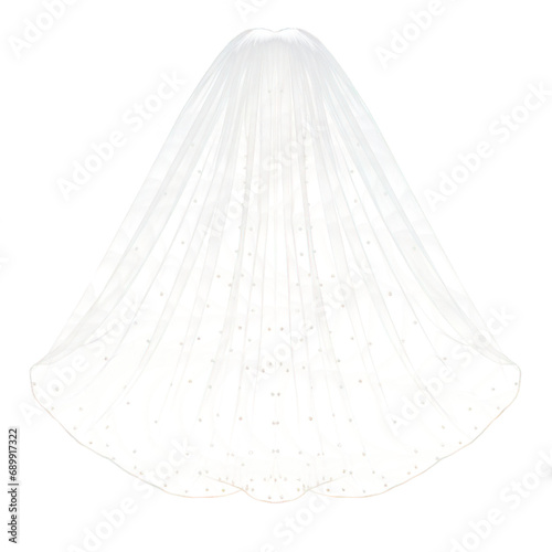 Isolated bridal wedding veil with diamantes cristals, png transparent photo
