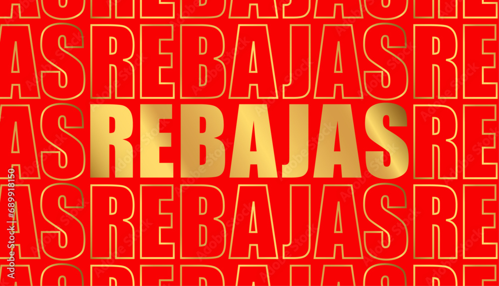 Rebajas anuncio para negocio. Texto template en oro y rojo, shop online, black friday, dicount season. Banner, advertising, comercial. Social media frame, sell background for business Rebajas anuncio para negocio. Texto template en oro y rojo, shop online, black friday, dicount season. Banner, advertising, comercial. Social media frame, sell background for business