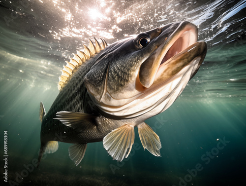 Low Angle Closeup of Largemouth Bass photo